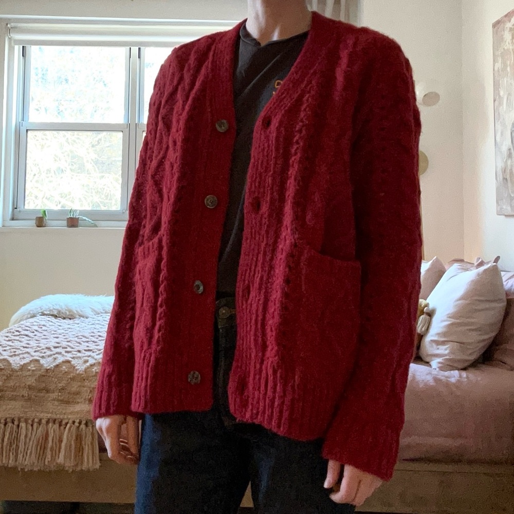 Corridor Red Cable Cardigan- Small